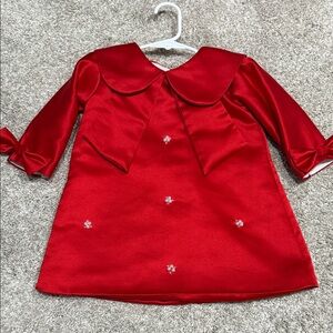 Red Satin Baby Dress with Bow Details